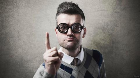 Angry funny guy reproaching somebody